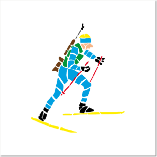 Biathlete running Posters and Art